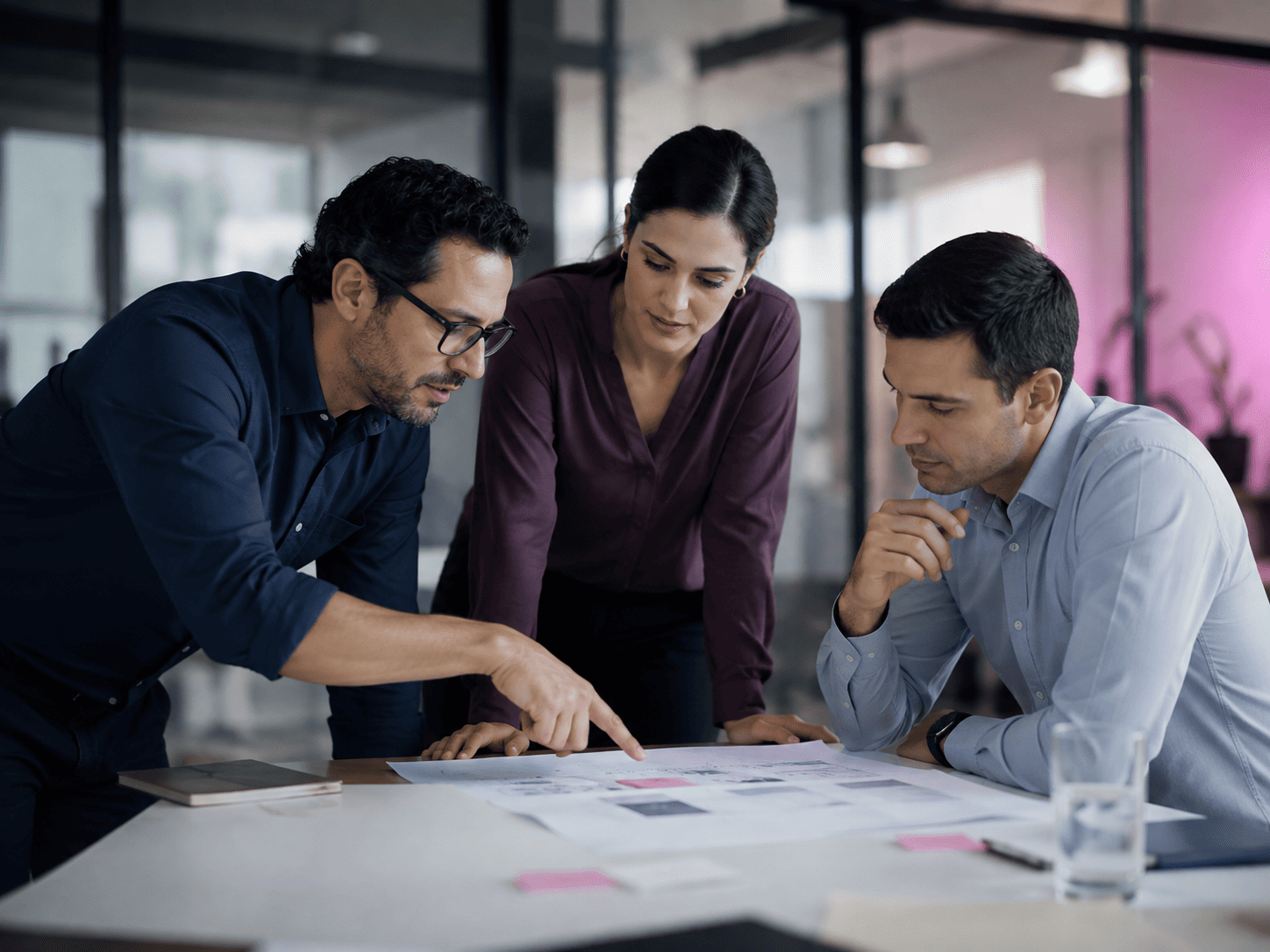 Equipo revisando un plan estratégico